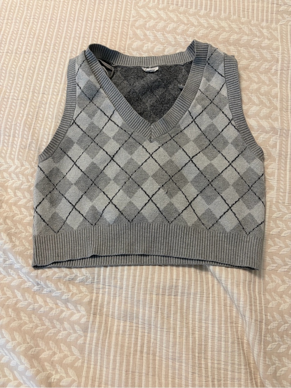 Garage Gray Argyle V-Neck Sweater Vest